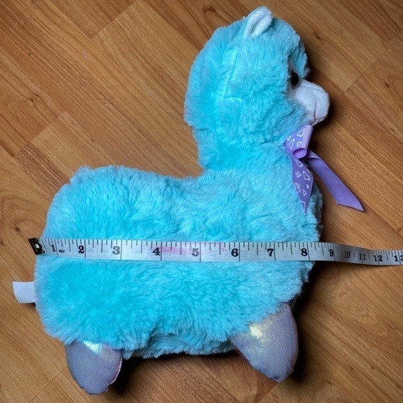 Aqua Alpaca Llama‎ Soft Plush Luminescent Feet & Purple Bow - Picture 4 of 6